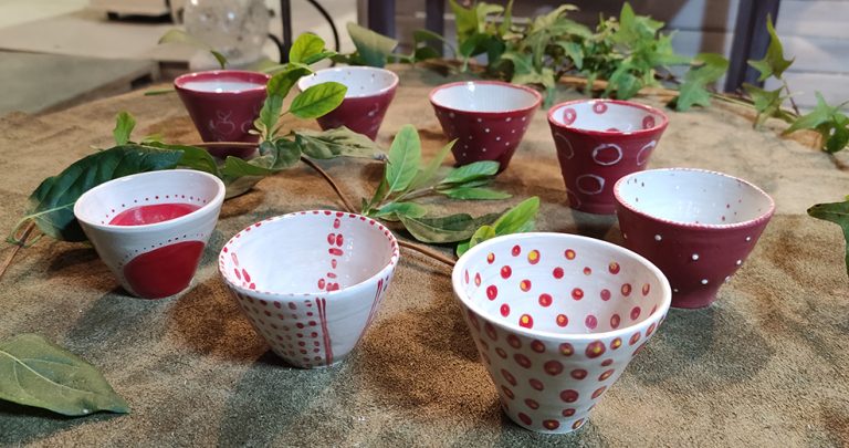 Petits bols rouges ceramique artisanale vosges