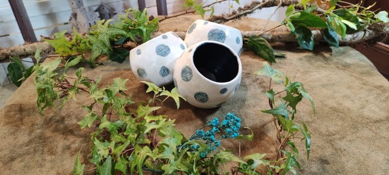 Pot tri bols ronds bleus