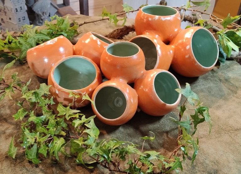 Pots tri bols orange et vert